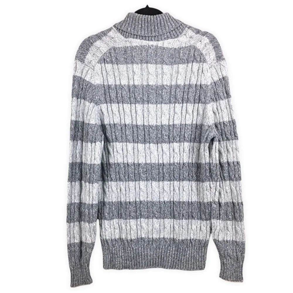 Brunello Cucinelli Men’s Gray‎ Striped Cable Knit Pullover Sweater
